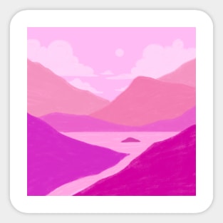 Pink Landscape Mountains Boho Sticker